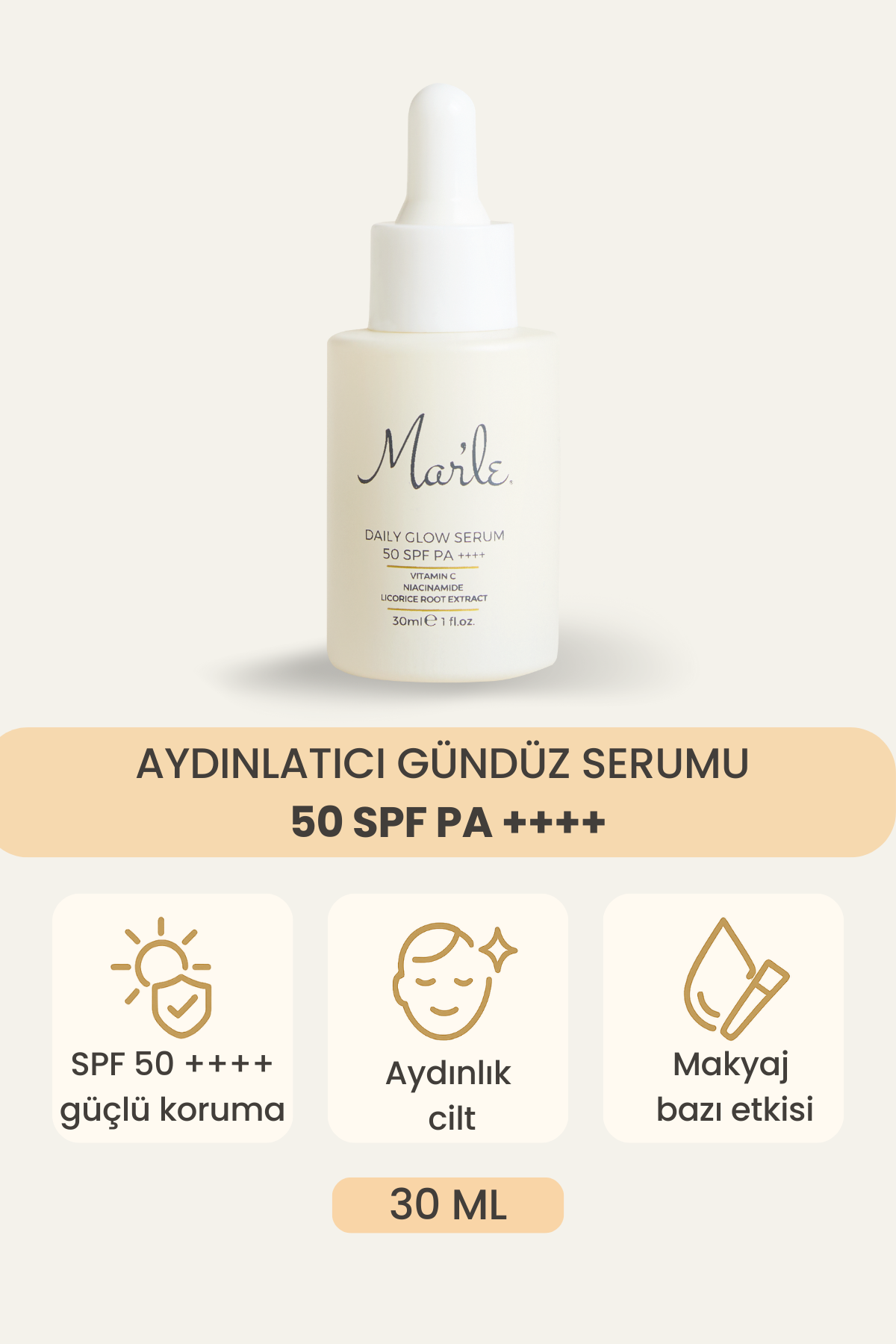 Mar’le Aydınlatıcı Gündüz Serumu 50 SPF PA++++