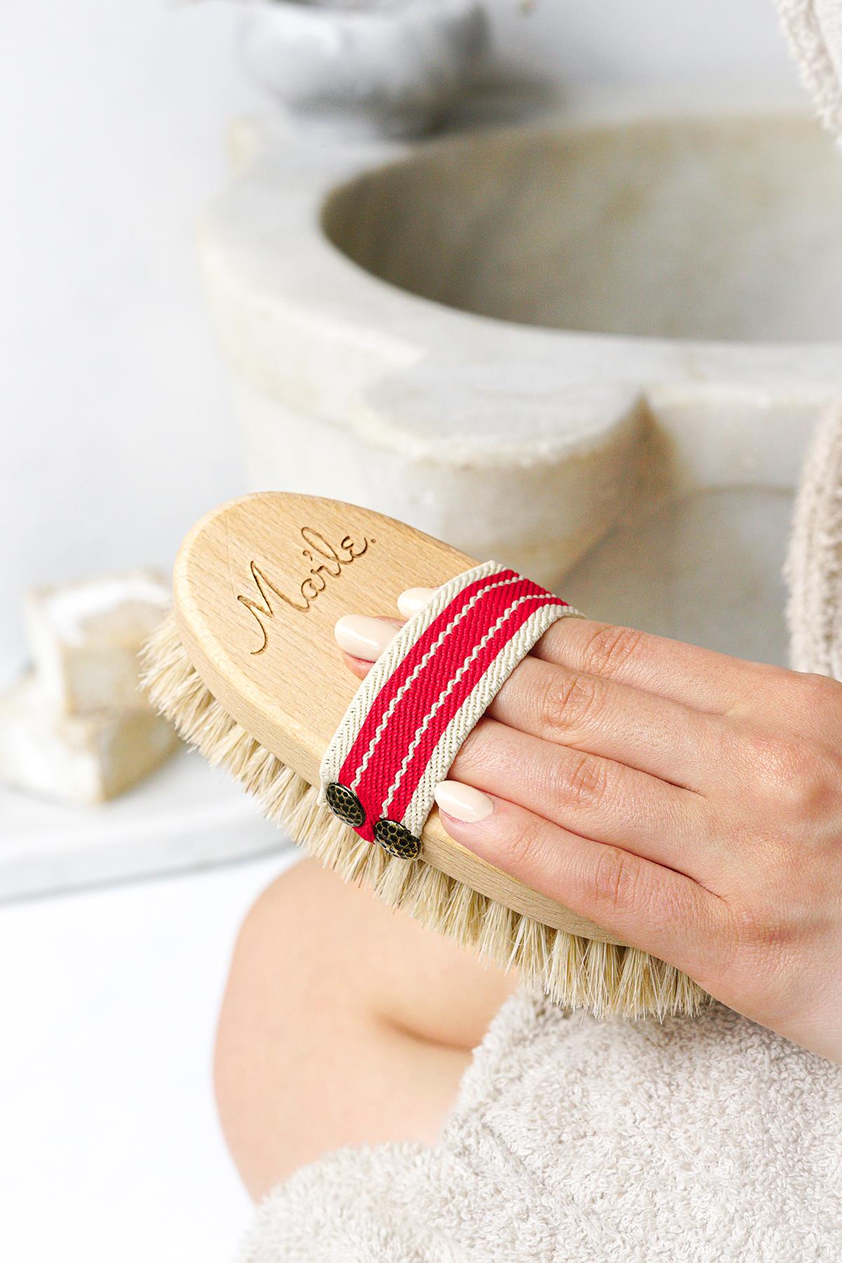 Mar’le %100 Doğal At Kılı Fırçası ve Mar’le Ahşap Selülit Masaj Aleti