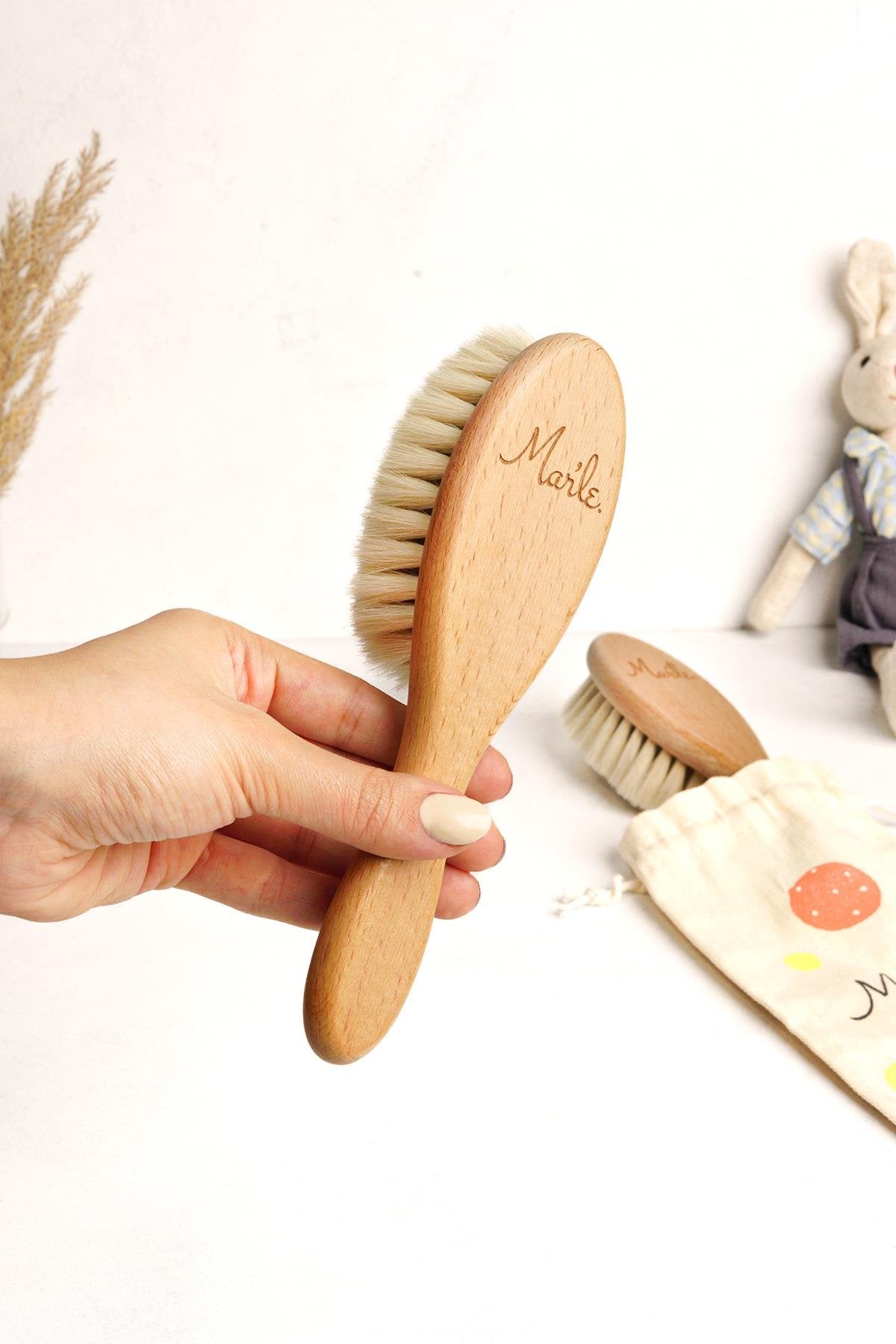 Mar’le %100 Doğal Keçi Kılı Bebek Saç Fırçası