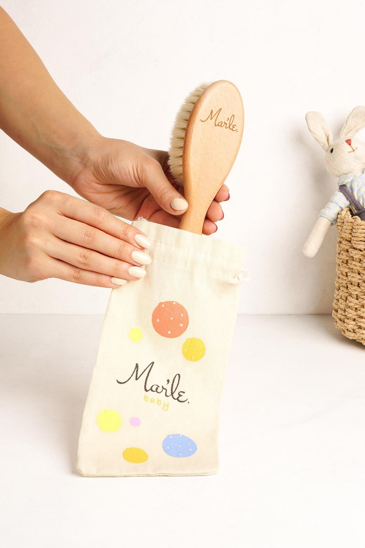 Mar’le %100 Doğal Keçi Kılı Bebek Saç Fırçası